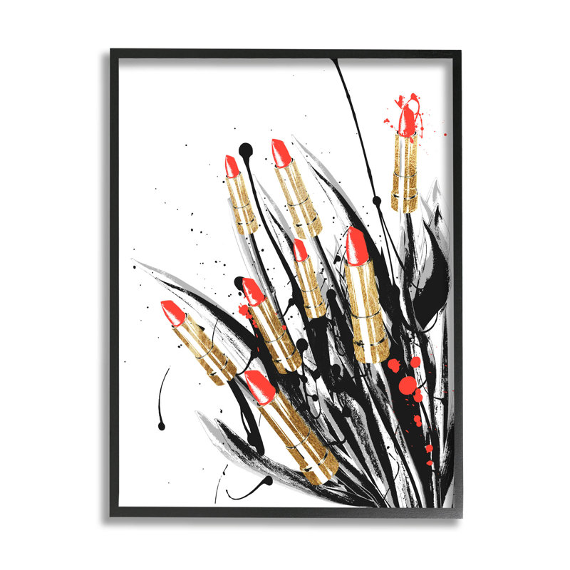 Rouge à lèvres moderne, formes abstraites, estampe numérique par Lil 'Rue, H 30 po x l 24 po x P 1,5 po