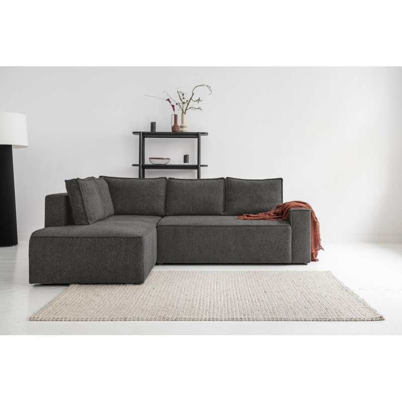 Brave Dave 6 Seater Corner Sofa Bed Chenille, Dark Grey