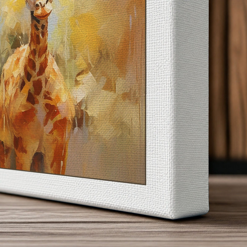 Mother and Calf Boho 1 Piece Wrapped Canvas Wall Art, 30x20 - 76.2 x 50.8 cm, White Border