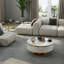 31.5 Inch White And Gold Nesting Coffee Table Set With Two Storage Drawers-54256388-54256389