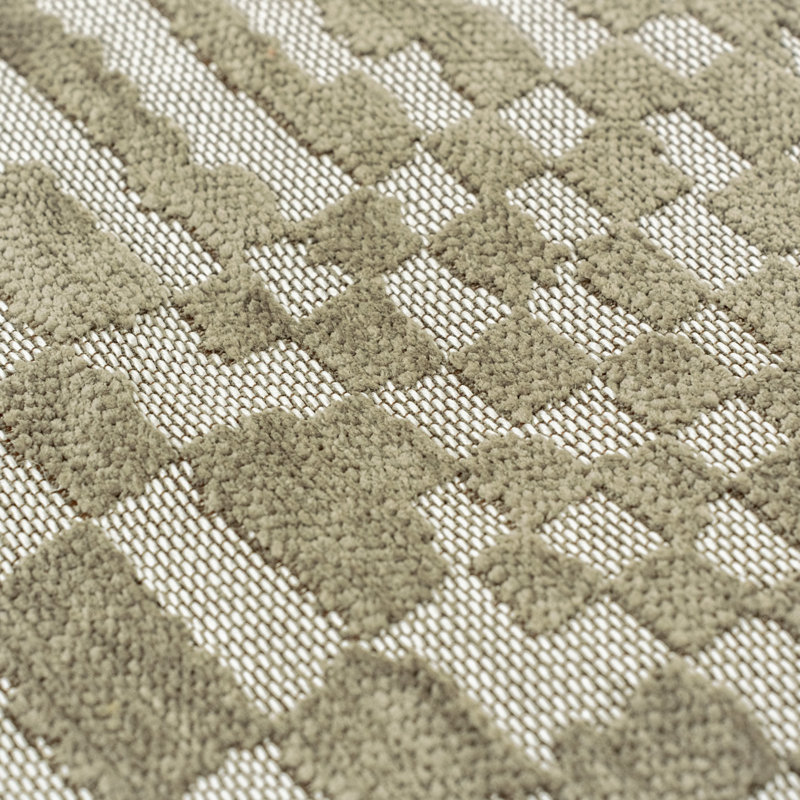 Oriental Recycled P.E.T Jacquard Indoor / Outdoor Area Rug, Square 240 cm, Beige