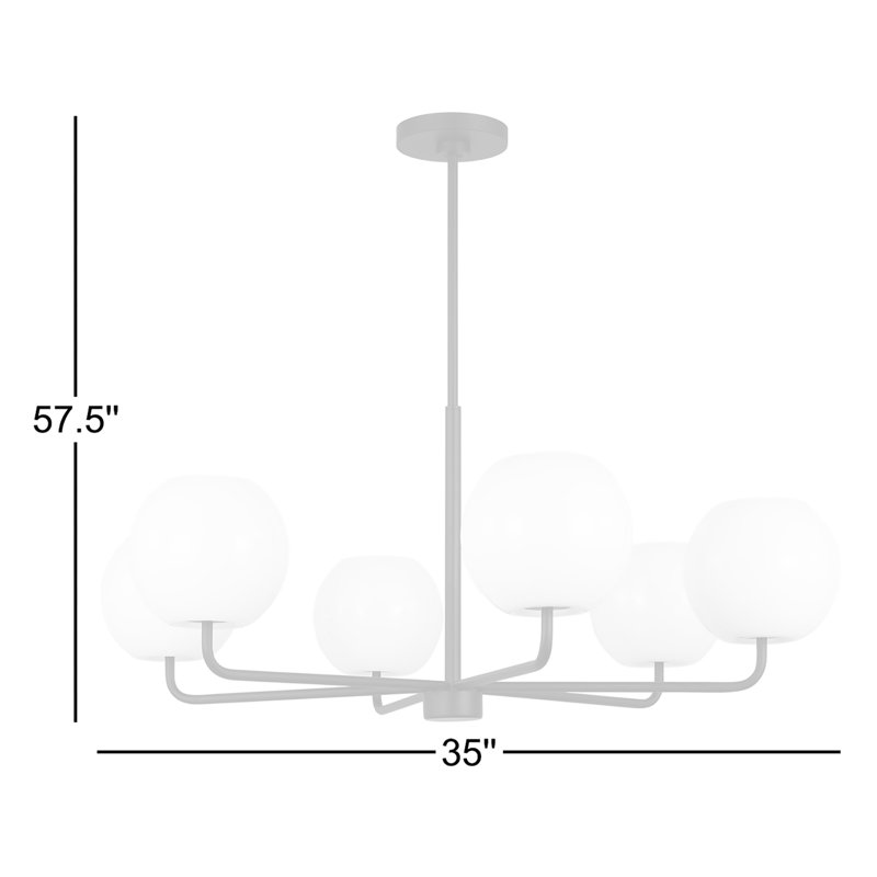 Jorund 6 - Light Dimmable Shaded / Spider Chandelier, Matte Black, No