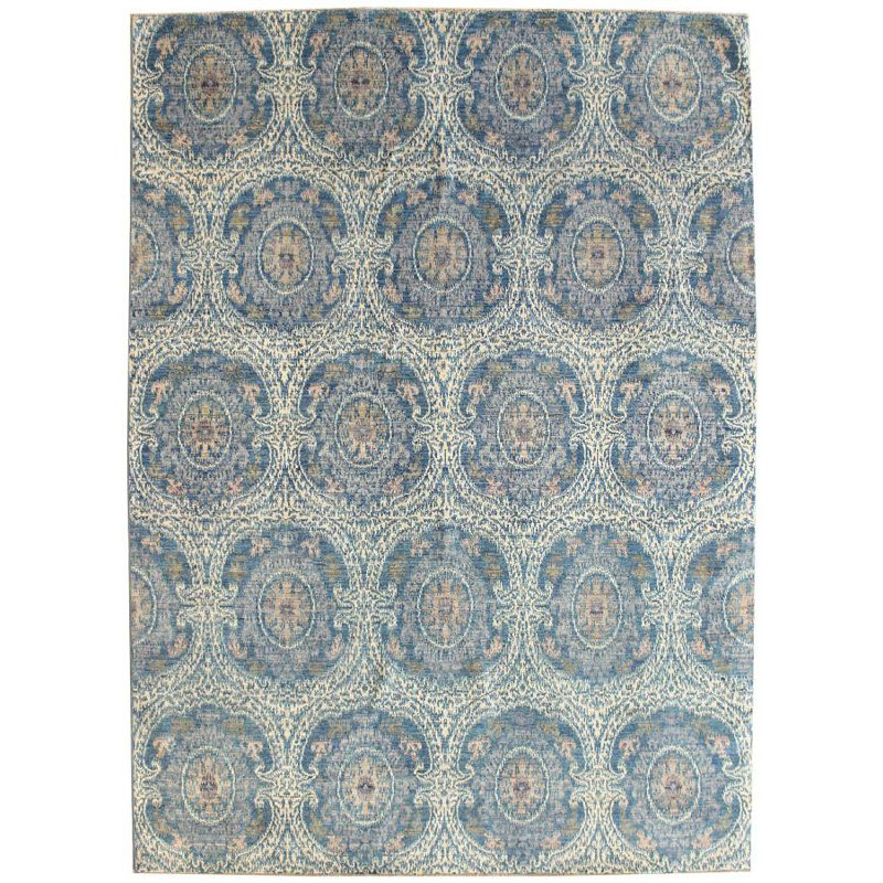 Tapis bleu unique de 9 pi 2 po x 12 pi 3 po