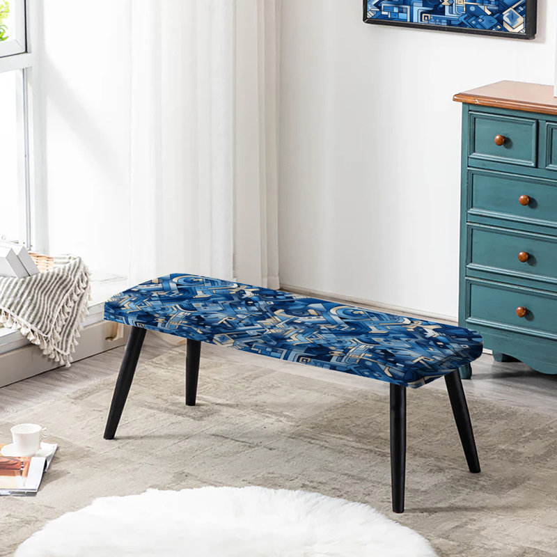 Banc rembourré noir Boho Cobalt Tessellations