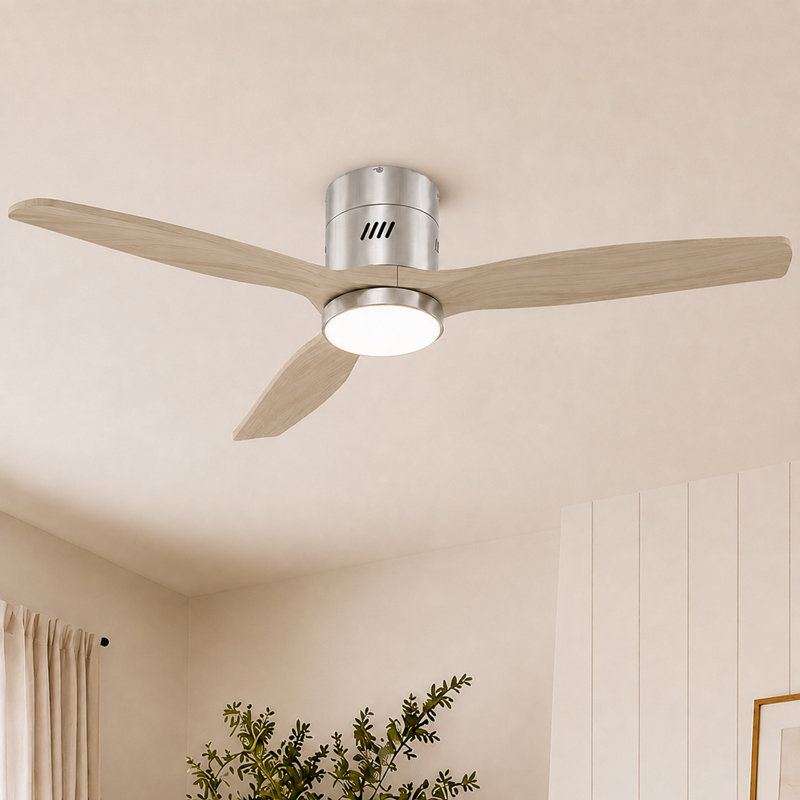 Ventilateur de plafond encastré moderne de 52 po Vincent avec ensemble d'éclairage et télécommande, moteur CC silencieux à 6 vitesses, pour une utilisation intérieure / extérieure couverte