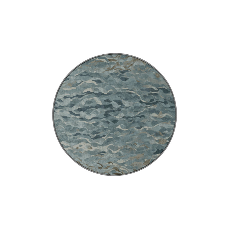 Machine Washable Gray Area Rug, Round 4'