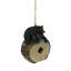 Nichoir suspendu rustique en résine avec motif d'oursons noirs et corde en jute, hauteur 19,7 cm