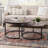 Iysiss Round Modern Nesting Coffee (Set of 2), Stacking Living Room Accent Tables with Tabletops and Metal Frame-495843361