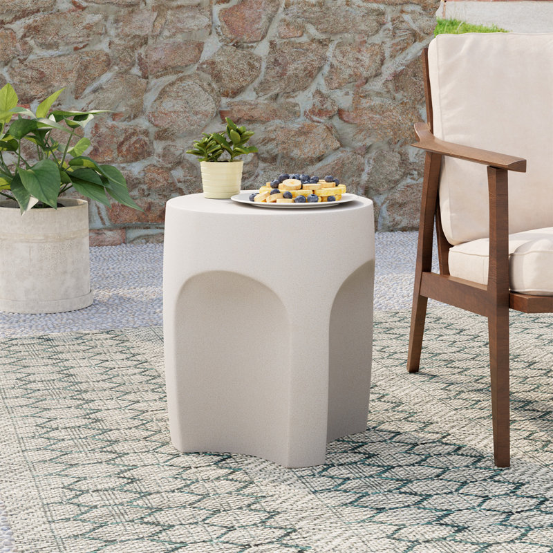 Outdoor Side Table, White, Set of 2