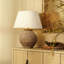 Cinder Terracotta Table Lamp with Linen Shade, Rusted Brown
