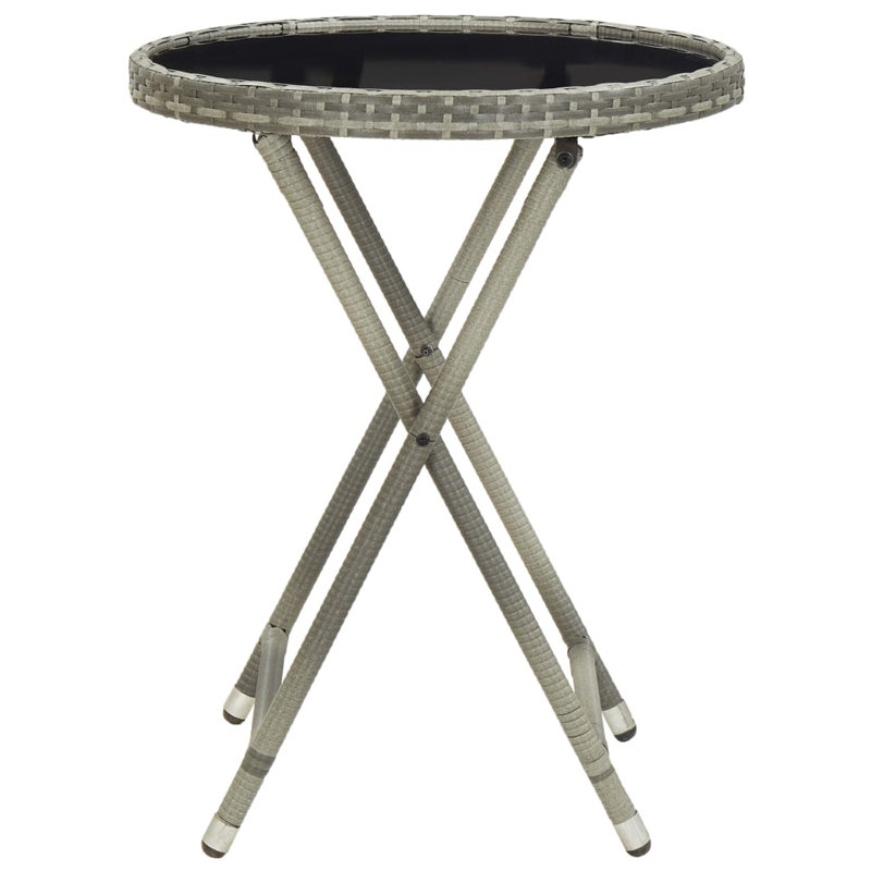 Hisham Round Wicker Folding Outdoor Bistro Table , 60cm cm W 60cm cm D, Grey