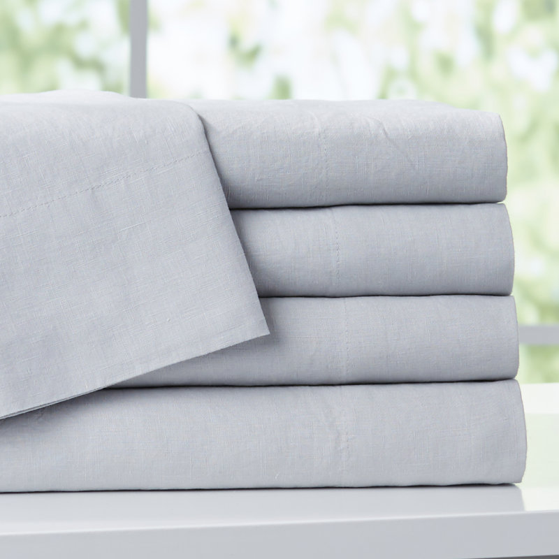 Frazier Linen Sheet Set, Silver Gray, Queen Sheet Set with 2 Pillowcases