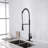 Commercial Spring Kitchen Faucets With Pull Out Sprayer,  Stainless Steel Single Handle One Hole Kitchen Sink Faucet, Industrial 3-Hole Sink Faucet