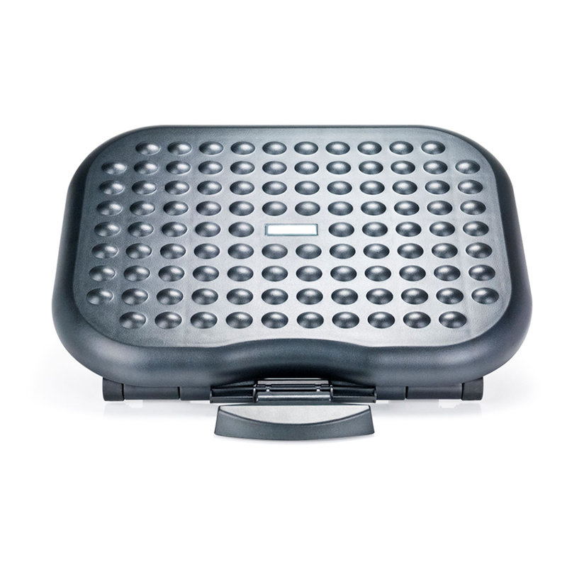 Black Adjustable Ergonomic Plastic Footrest with Massage Surface