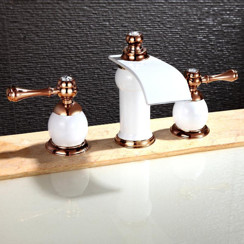 Angelo Widespread 2-handle Bathroom Faucet, White/Rose Gold