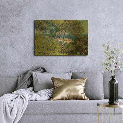 «Bordviera» par Claude Monet, art mural en métal doré, 36 po x 24 po