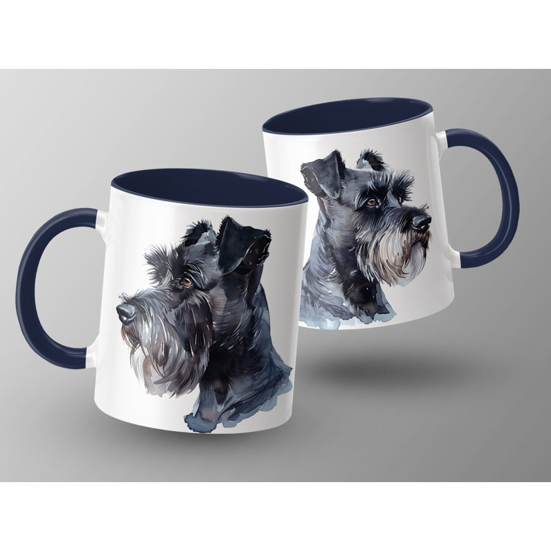 Elegant Schnauzer Watercolor Art 11oz Coffee Mug, 3, Navy