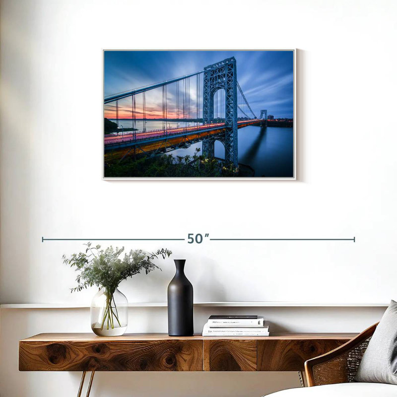 Pont George Washington à l'aube, Cadre flottant blanc, 31 po x 21 po