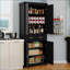 Armoire de rangement Kitchen Pantry, armoire autoportante noire 71 po avec 4 portes, tiroir, 2 tablettes réglables | Panneau de fibres à densité moyenne E1 | Peinture UV-1400672158