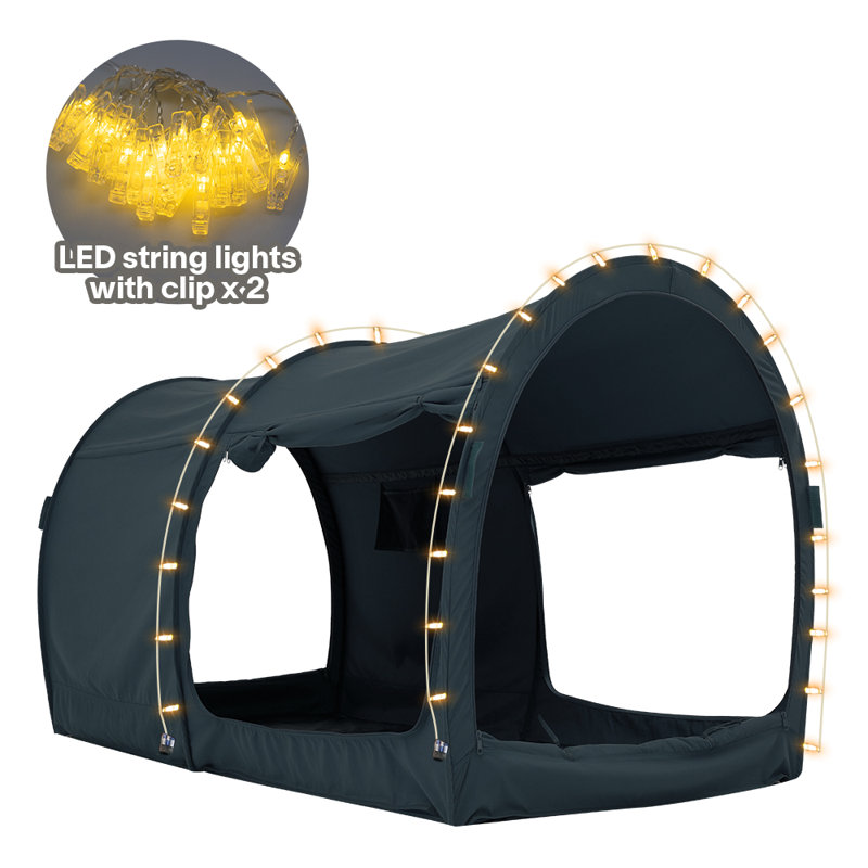 Twin Size Bed Canopy Tent with 2 LED Light Strips