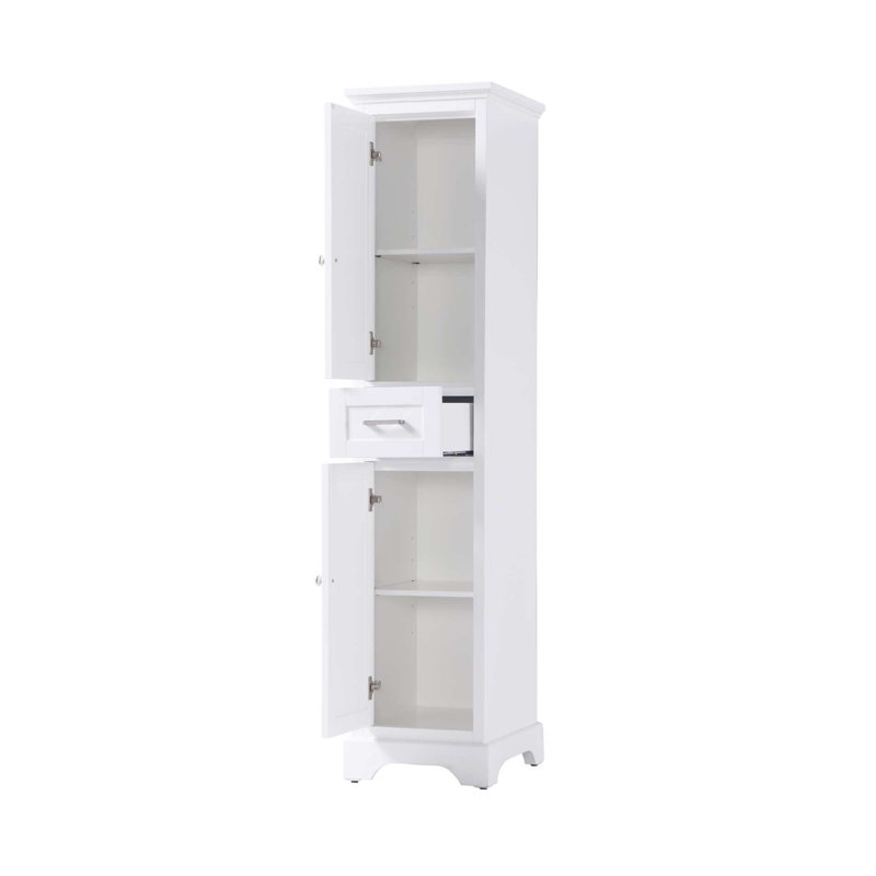 16 inch Bath Storage Cabinet in White, White, 72" H x 16" W x 20" D