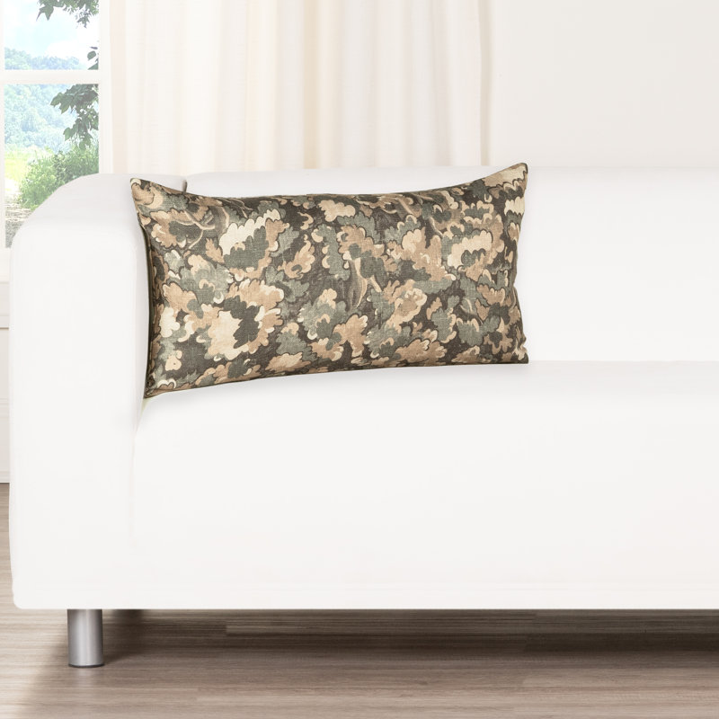 Coussin Cascade Tongas, Plumes, Vert, Rectangle H 12 po x l 21 po