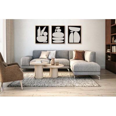 Zen Black and Tan by The Creative Bunch Studio Framed Canvas Wall Art Set