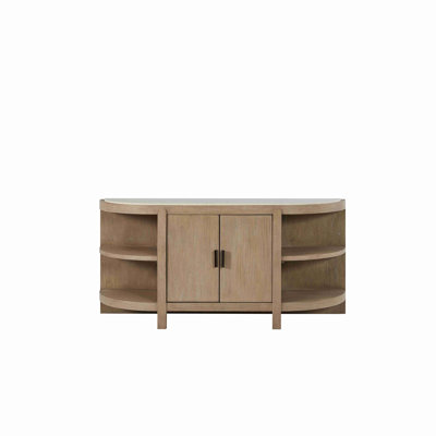 Curved 2-Door Console Table Sofa Table with  Marble Top