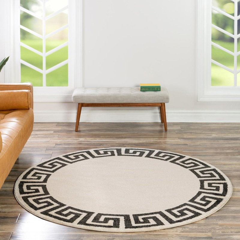 Tapis beige / noir Barreto, Tapis de couloir 2 pi x 6 pi 1 po