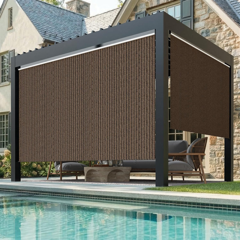 YODOLLA 1cm D Retractable Patio Awning, Brown, 305cm H x 243.8cm W x 1cm D