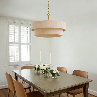 Hand Woven Rattan Chandelier Boho Pendant Light With Adjustable Cord, 6-Light Dimmable Fixture For Kitchen Island, Dining Room, And Living Room, UL Listed