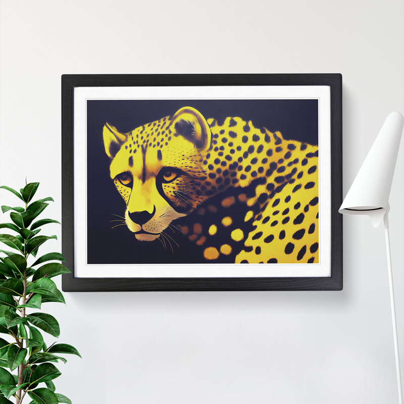 Striking Cheetah - Framed Print, Black, 25cm H x 34cm W x 2cm D