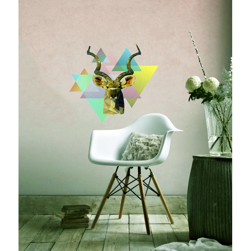 Décalcomanie murale cerf polygonal, GD116 (22 po x 22 po)