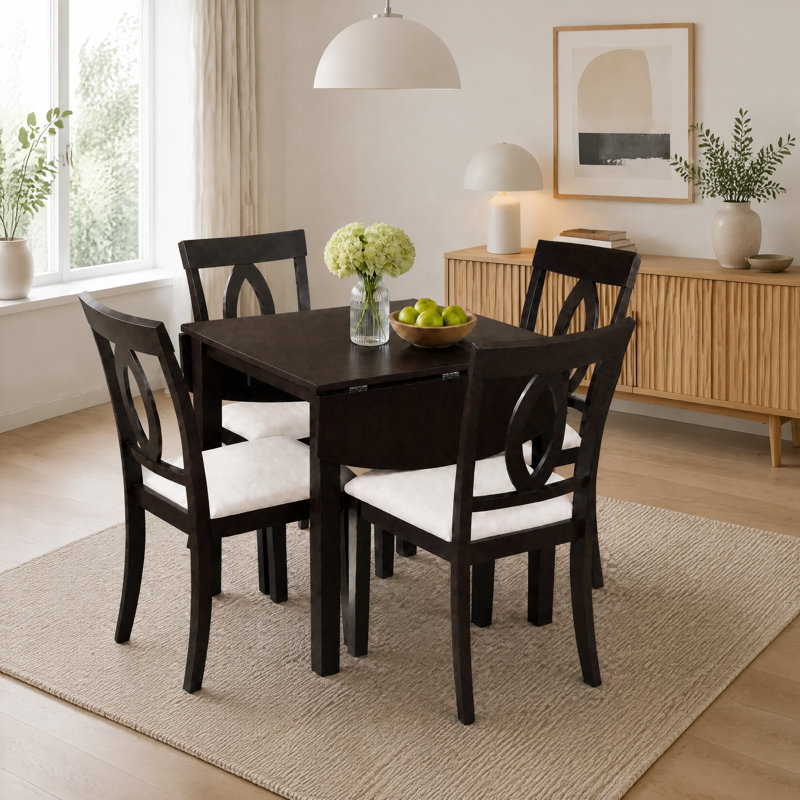 Ensemble de table de salle à manger 3 pièces à abattants, 1 table pliante extensible, 2 chaises rembourrées, ensemble de salle à manger pour 2 personnes