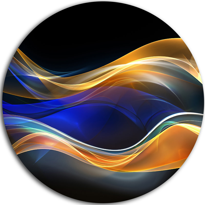 Abstrait «3D Gold Blue Wave Design», impression, H 23 po x l 23 po x P 1 po, Métal