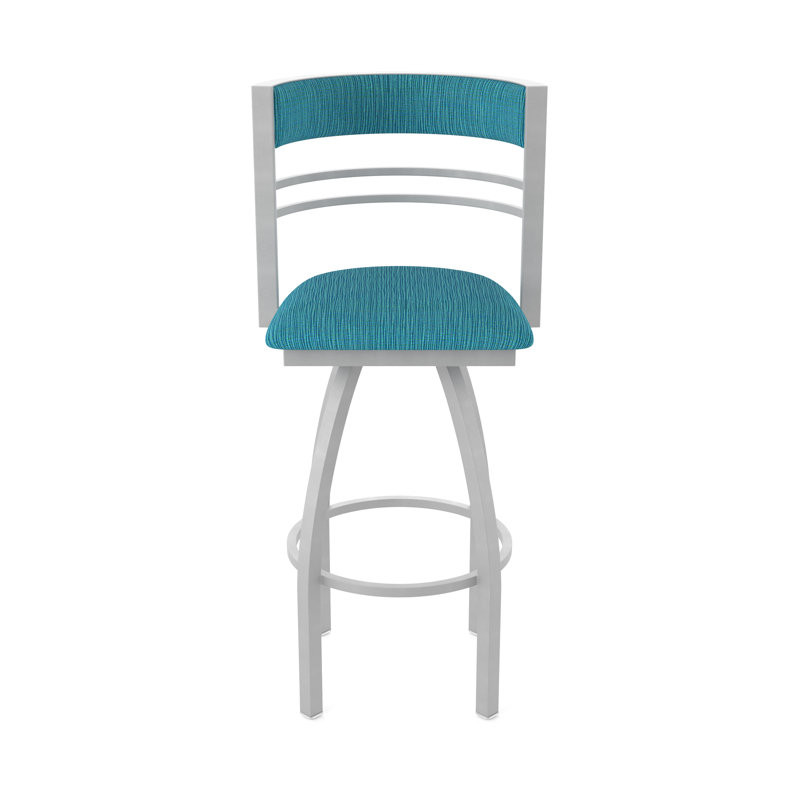 Hunter Swivel Stool, Anodized Nickel, Counter Stool (25" Seat Height), Fabric-Graph Tidal