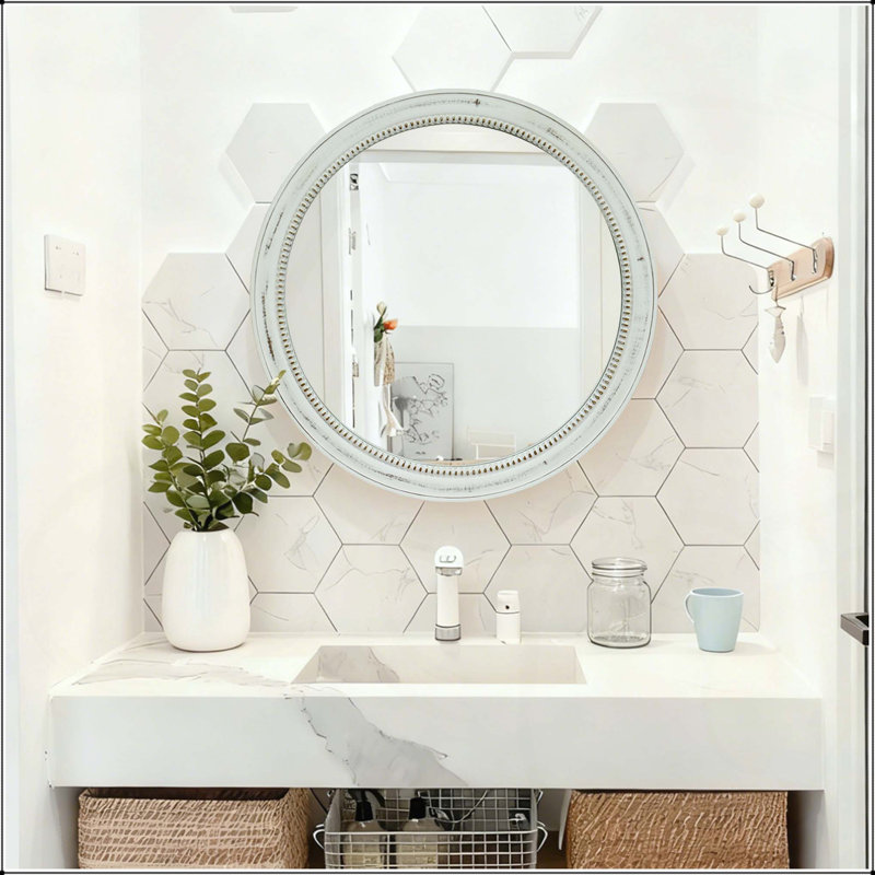 Miroir décoratif rond 23,62 po Farmhouse