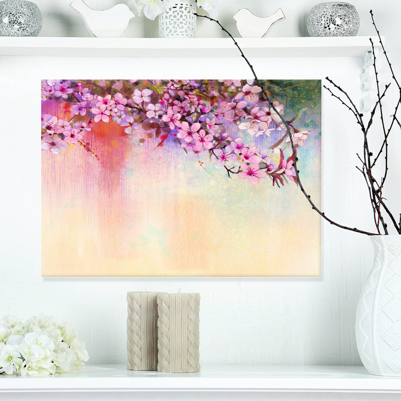 Purple Cherry Blossoms Watercolor Canvas Art Print