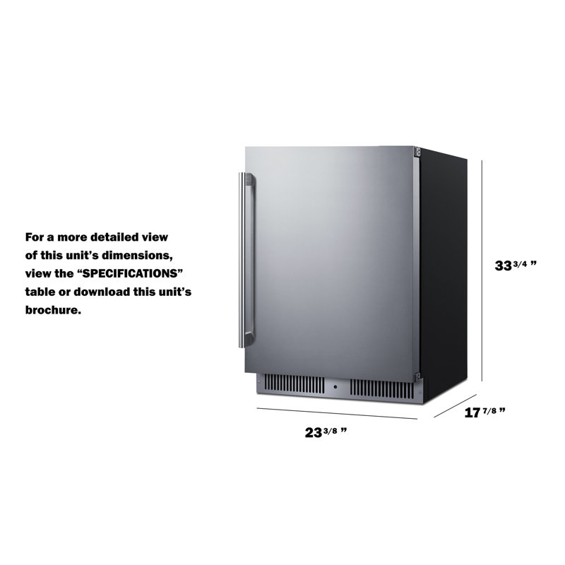 Summit Appiance 24" Wide Built-In Shallow-depth All-Refrigerator, Right Handed