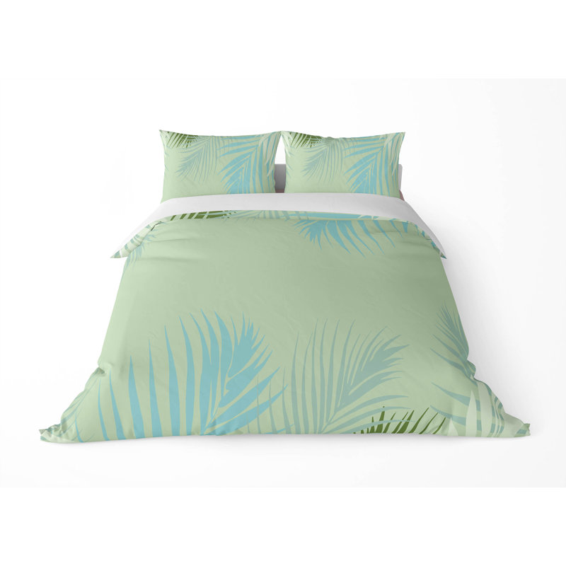 Waving Palm 3- Piece Decorative Lightweight Comforter Set, Mint, Twin Comforter + 2 Standard Pillowcases