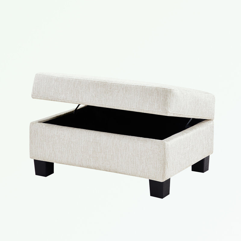 Canapé en U en chenille avec repose-pieds mobile avec rangement, Chenille blanche