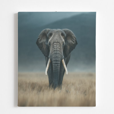 «Elephant Canvas Wall Art Decor» par DC, reproduction d'art encadrée | Sur toile pour la vie, la chambre à coucher, le bureau, affiche de photos de décoration murale pour animaux | 16 x 20