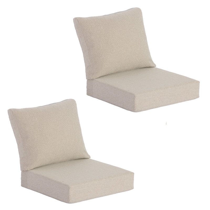 24" x 24" Outdoor/Indoor Deep Seat Patio Chair Cushions (Set of 2) - Water Repellent Design, Beige