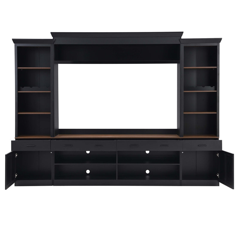 TV Stands & Entertainment Centers with Storage, MDF Farmhouse Wall Unit, Black