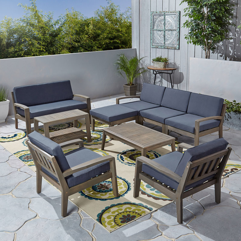 Ensemble de conversation modulaire 9 pièces avec coussins Sait, Structure gris foncé / coussin gris