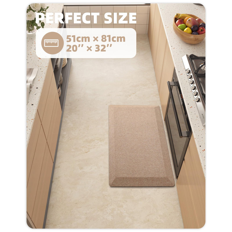 Tapis de cuisine antidérapant, Rectangle 1 pi 8 po x 2 pi 8 po, Kaki