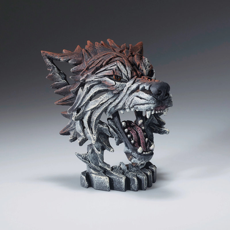 EDGE Sculpture Mini Wolf Bust Figurine 5in H