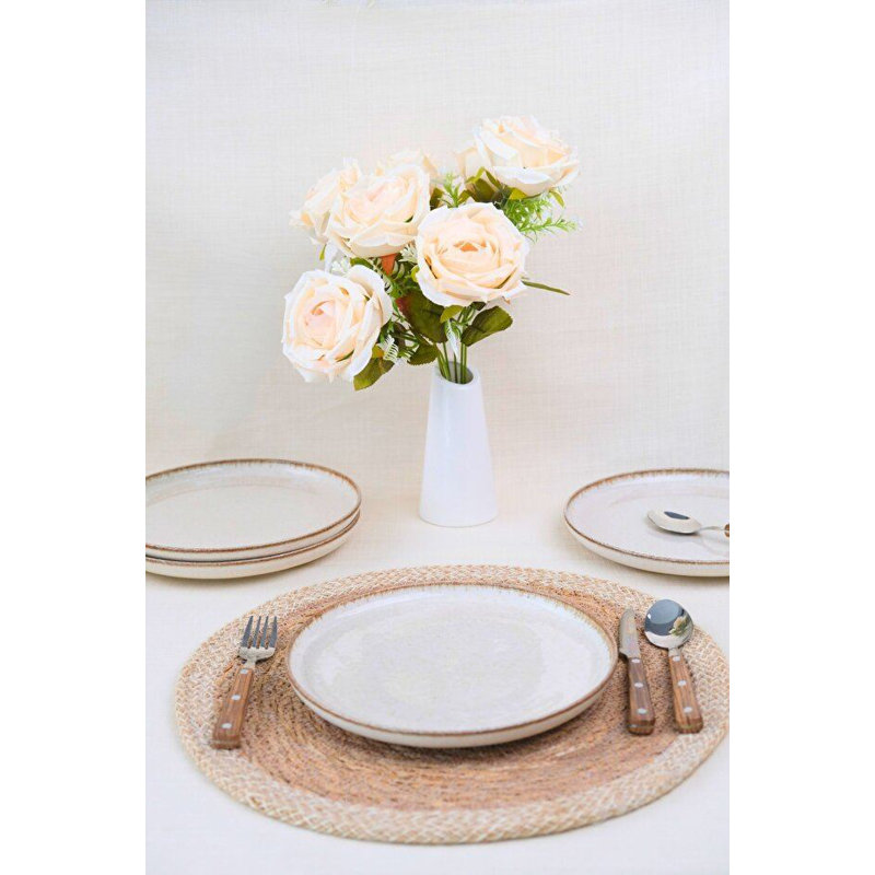 Elegant Dessert Plate Set (4 Pieces), 8.3 x 8.3 x 0.8 inches | 100% Porcelain, Dishwasher & Microwave Safe | Perfect for Entertaining & Daily Use, Stylish and Durable Design for Any Table Setting
