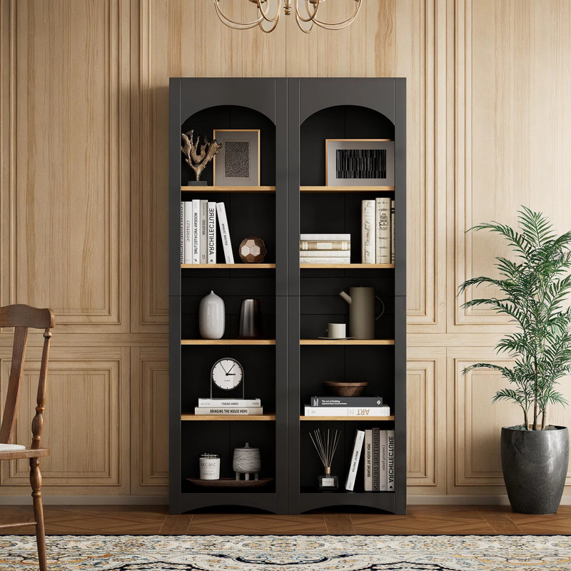 Armoire de rangement Farmhouse deux tons avec tablettes réglables, Noir, noir, noir, noir