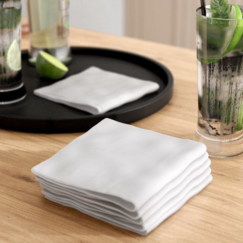 Aurora Buffet 12 Piece Cotton Napkin Set, White